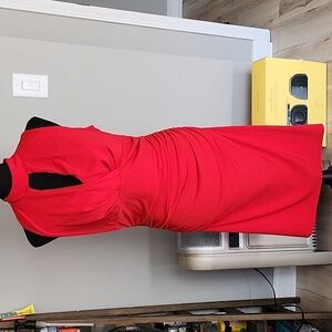 NY&Co Stretch Little Red Ruched Midi Dress